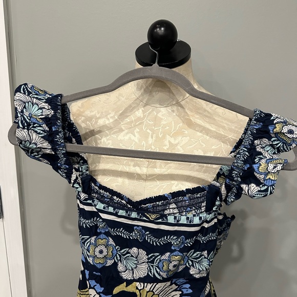 Free People Bali Albright Jumpsuit With Pockets Navy Blue Combo Size M - Picture 8 of 8